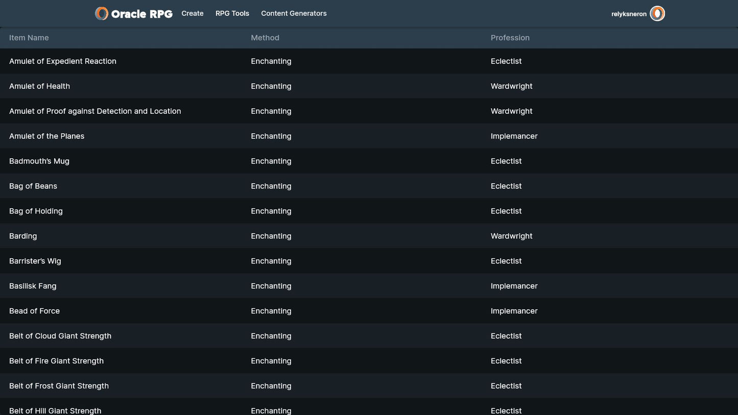 Crafting Compendium Oracle RPG Module (5E)