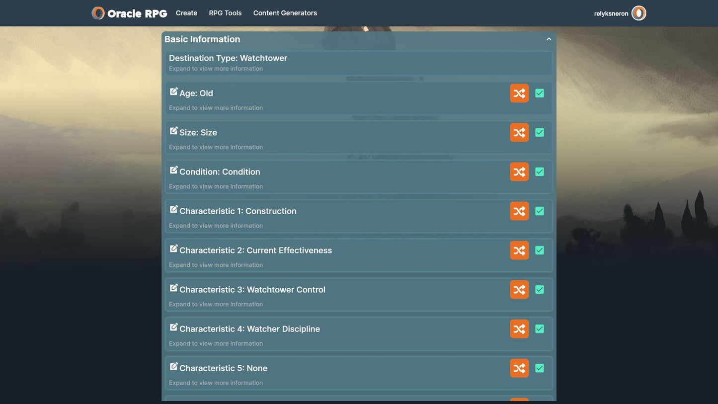 Destination Generator Oracle RPG Module