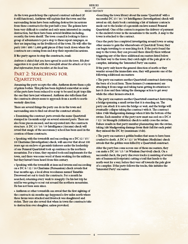 Artifices of Quartztoil Tower Preview (5E)