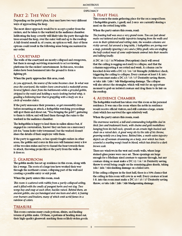 Monstrous Diplomacy Preview (5E)
