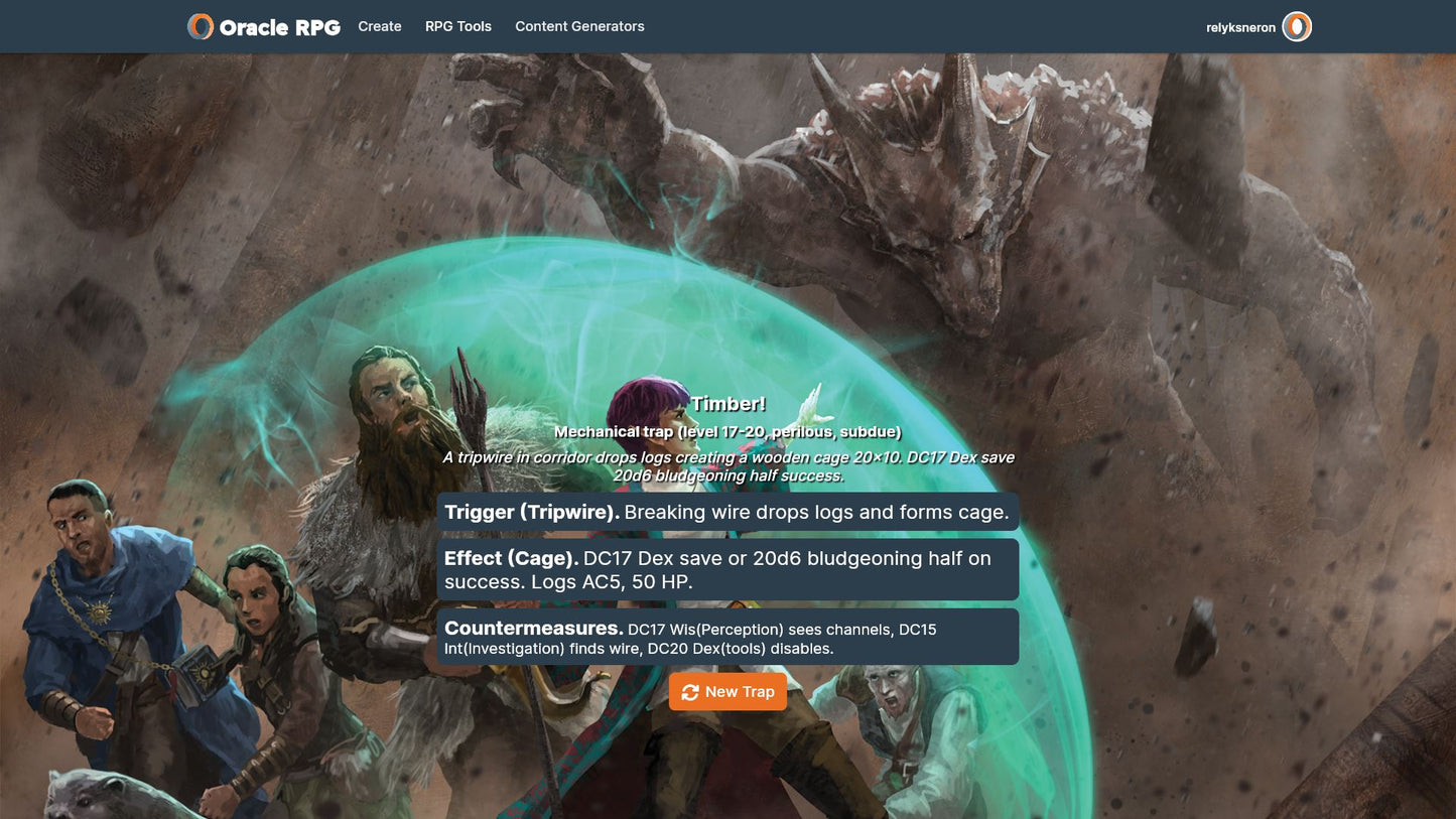 Treacherous Traps Oracle RPG Module (5E)