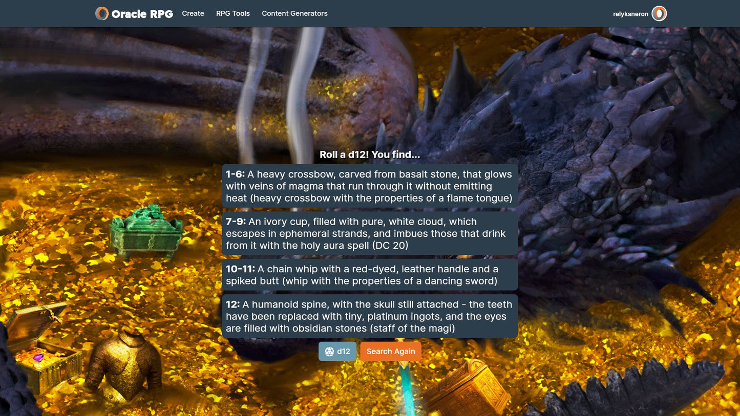 Treasure Trove Oracle RPG Module (5E)