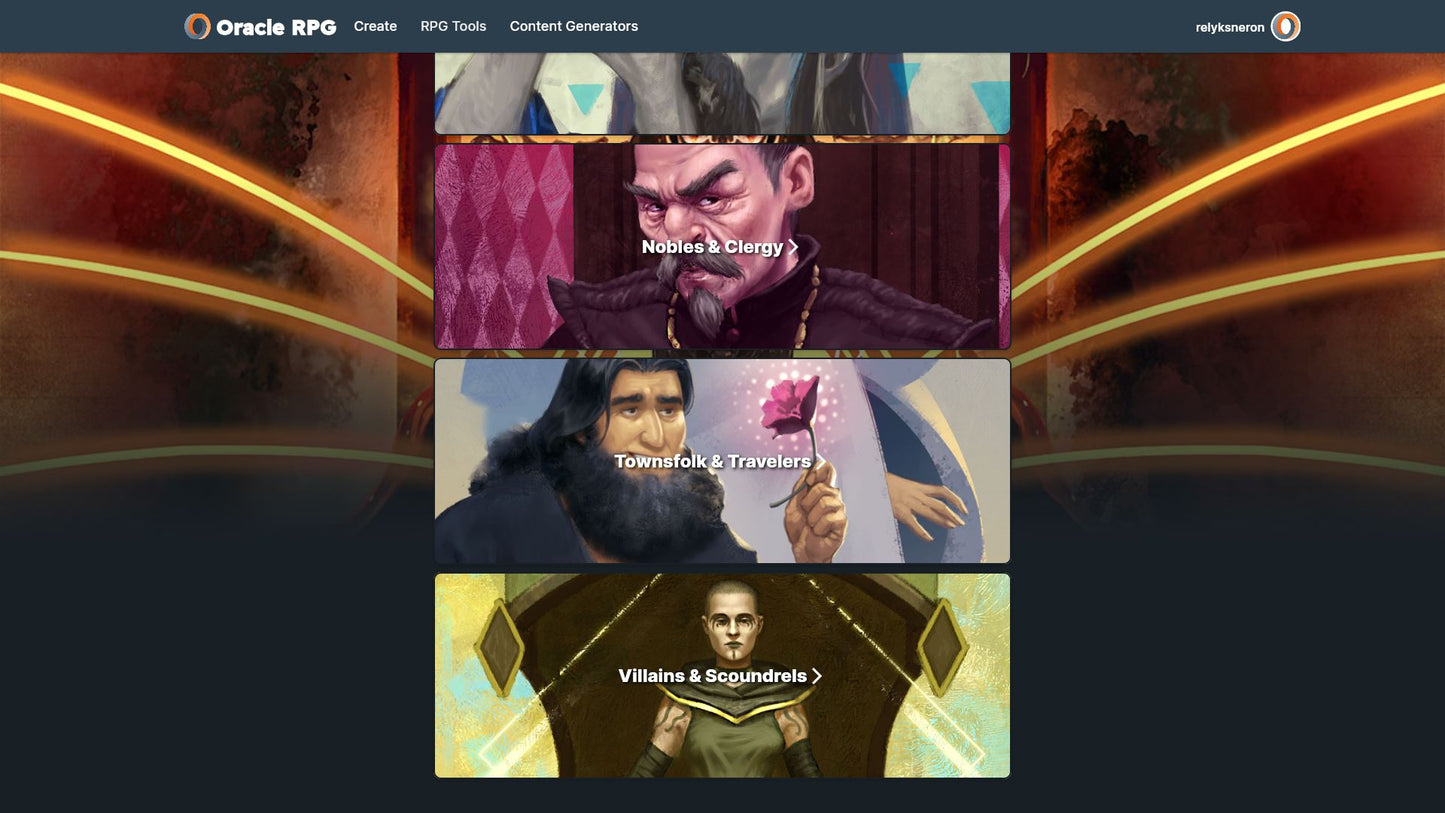 Character Generator Oracle RPG Module