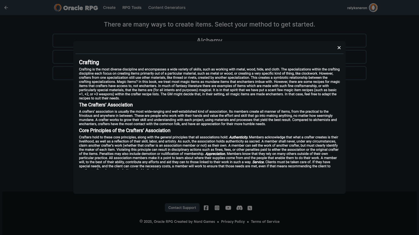 Crafting Compendium Oracle RPG Module (5E)
