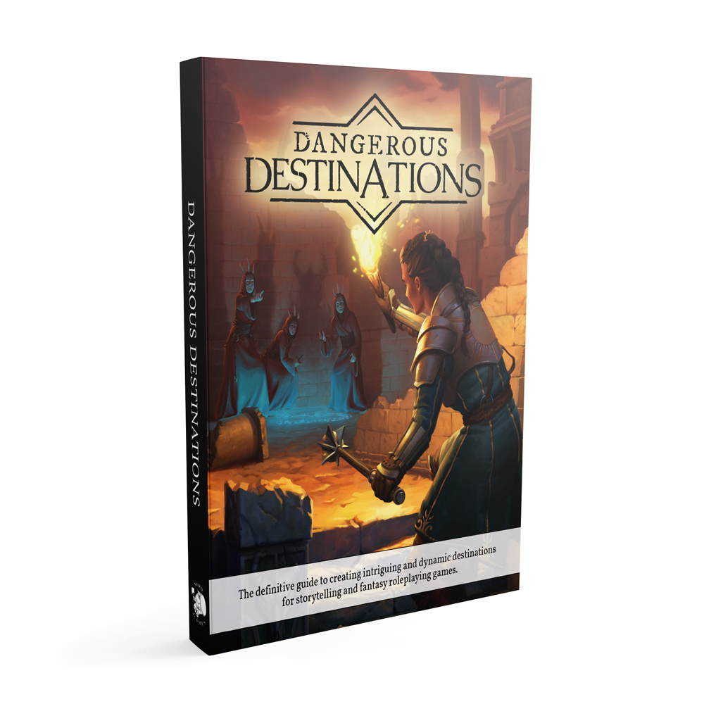Dangerous Destinations hardcover RPG sourcebook, front cover