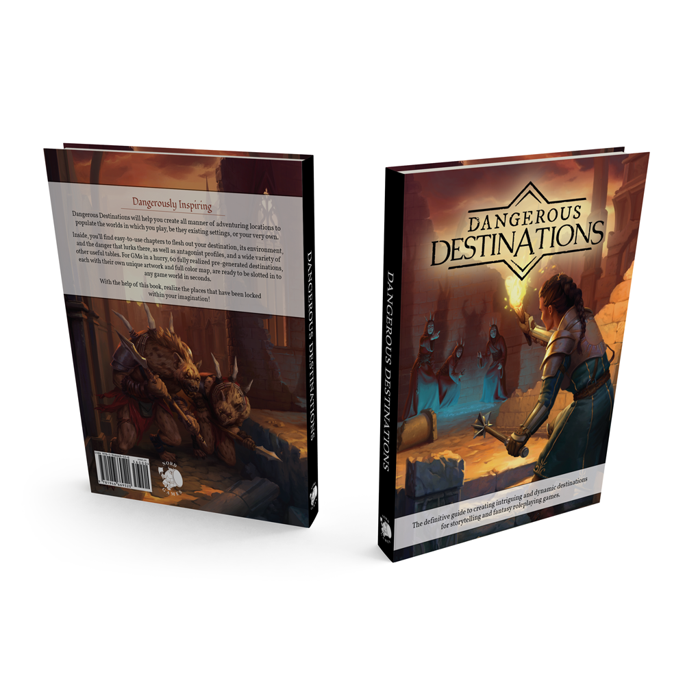 Dangerous Destinations sourcebook front and back cover showing full wraparound artwork