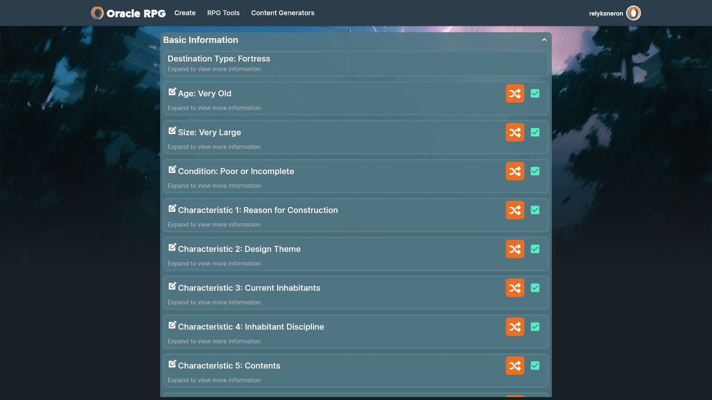 Destination Generator Oracle RPG Module