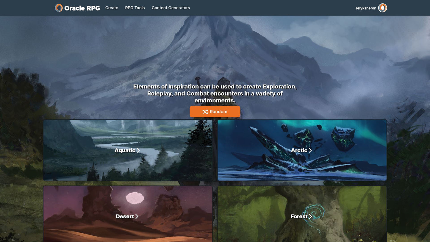 Elements of Inspiration Oracle RPG Module