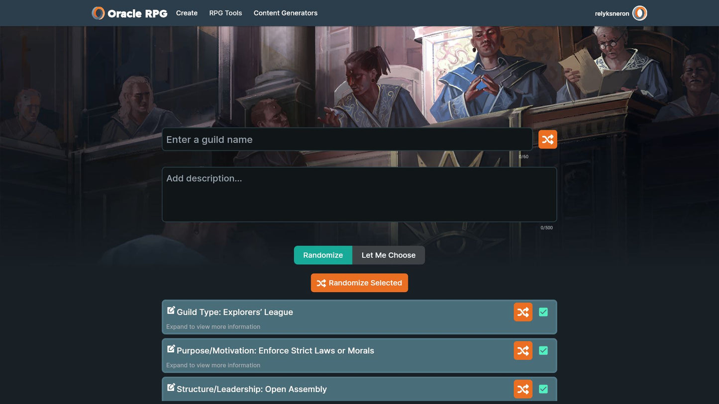 Guild Generator Oracle RPG Module