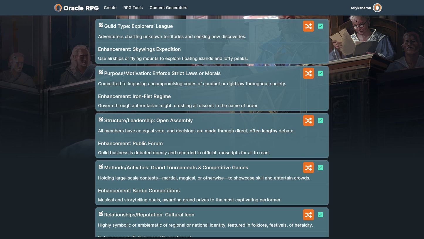 Guild Generator Oracle RPG Module