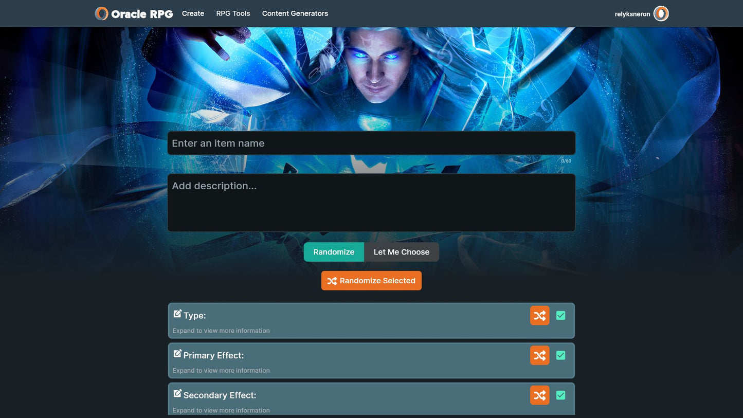 Magic Item Generator Oracle RPG Module