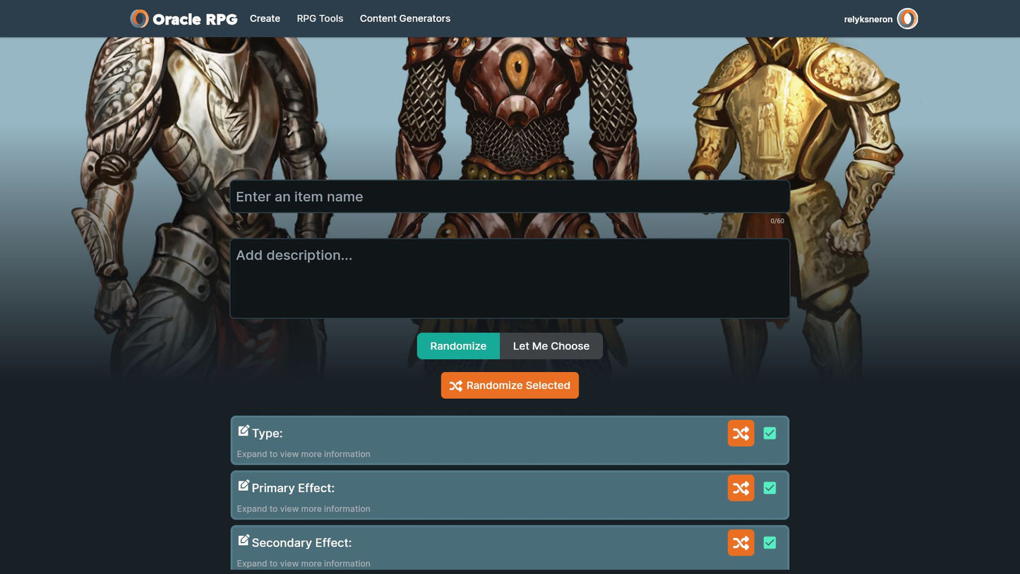 Magic Item Generator Oracle RPG Module