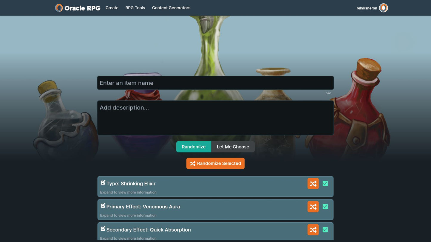 Magic Item Generator Oracle RPG Module