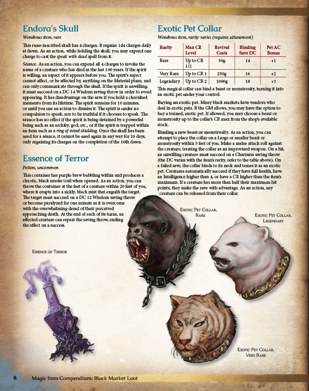 Magic Item Compendium Black Market Loot Preview (5E)