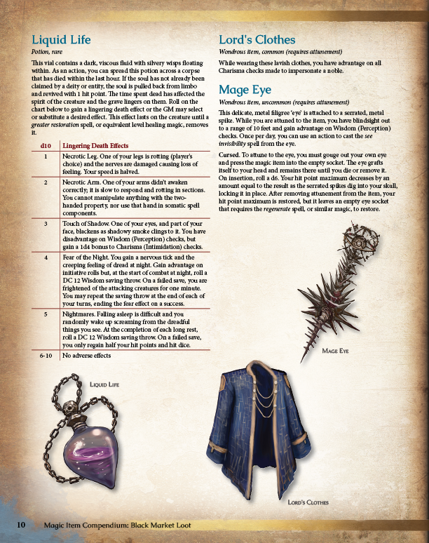 Magic Item Compendium Black Market Loot Preview (5E)