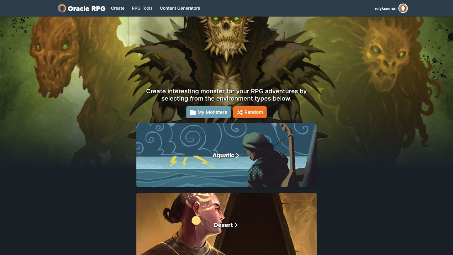 Monster Generator Oracle RPG Module