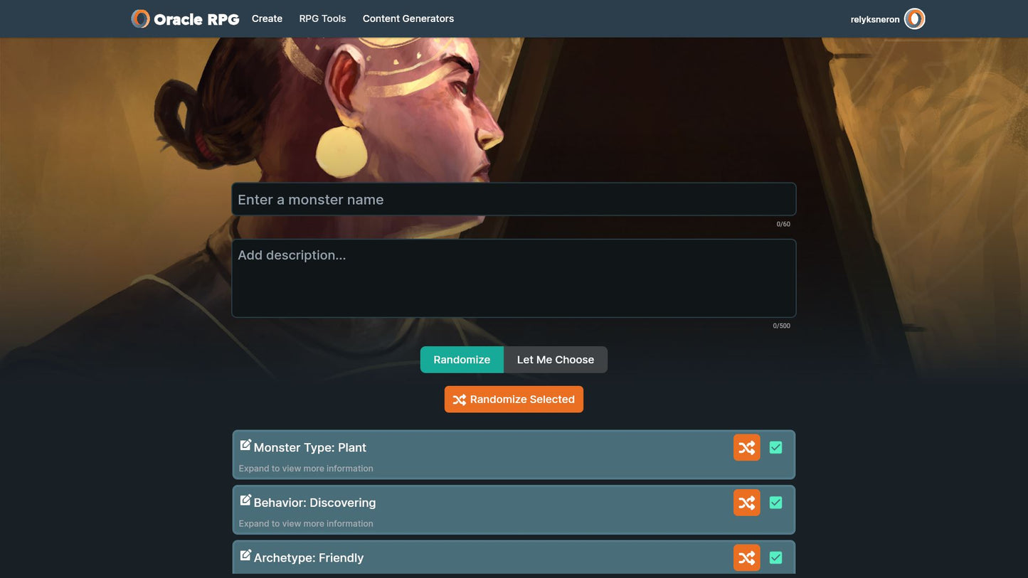Monster Generator Oracle RPG Module