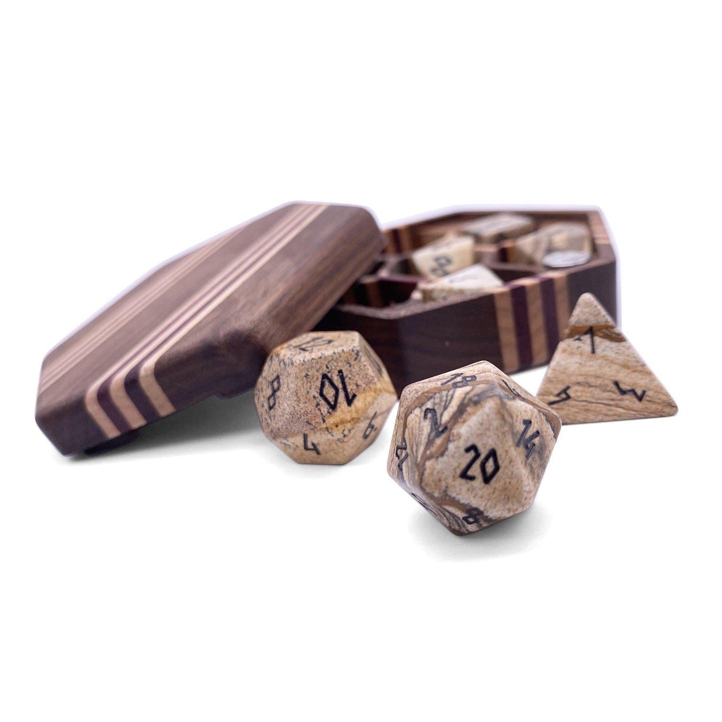 Picture Jasper - 7 Piece RPG Set Gemstone Dice