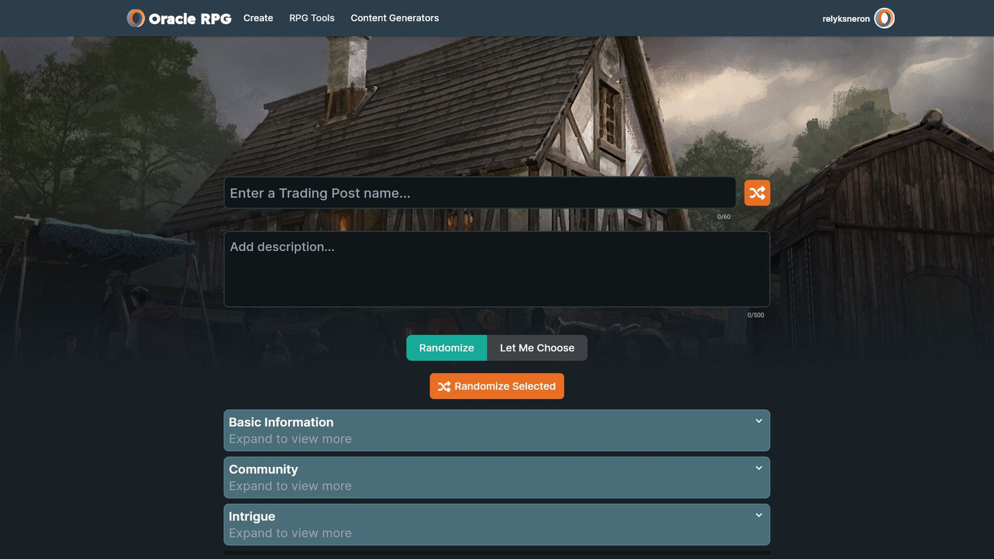 Settlement Generator Oracle RPG Module