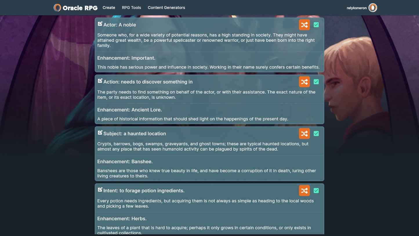 Story Generator Oracle RPG Module