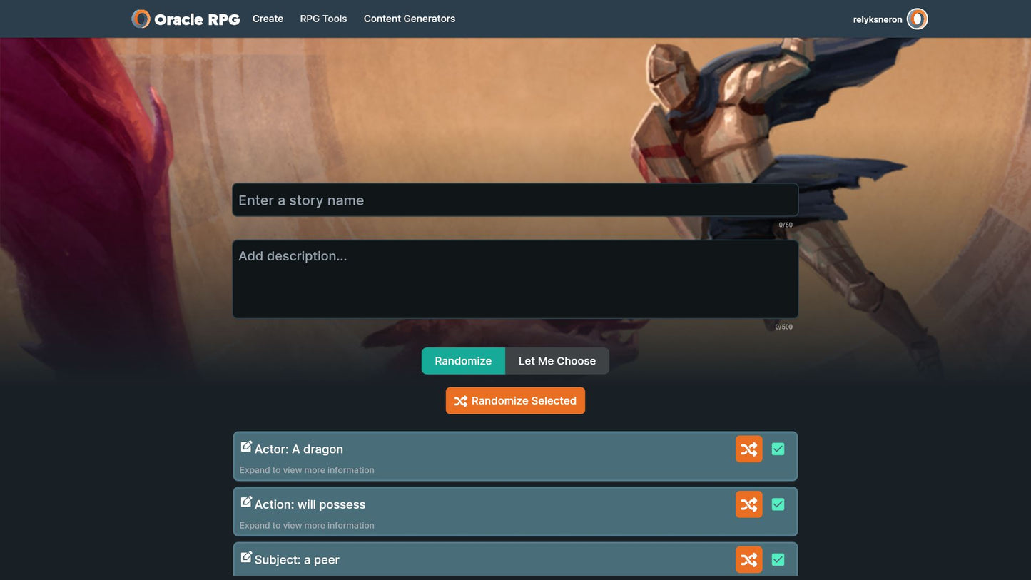 Story Generator Oracle RPG Module