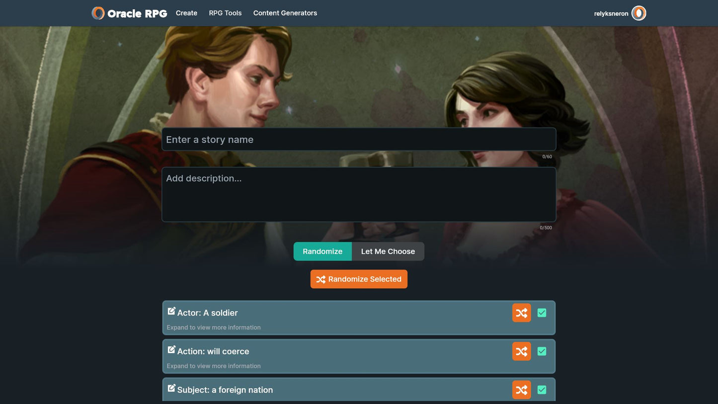 Story Generator Oracle RPG Module