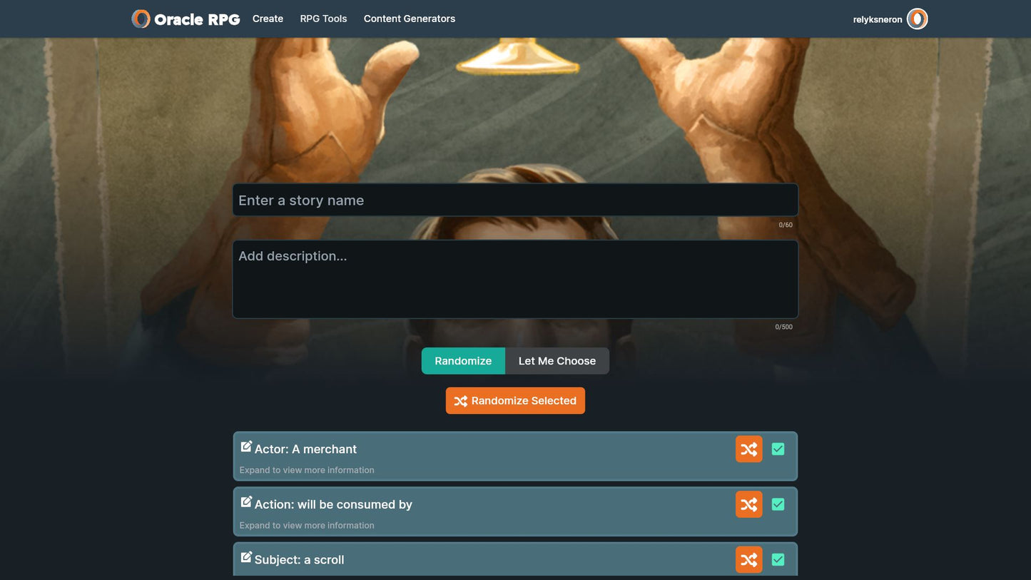 Story Generator Oracle RPG Module