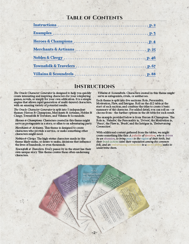 The Oracle Character Generator PDF