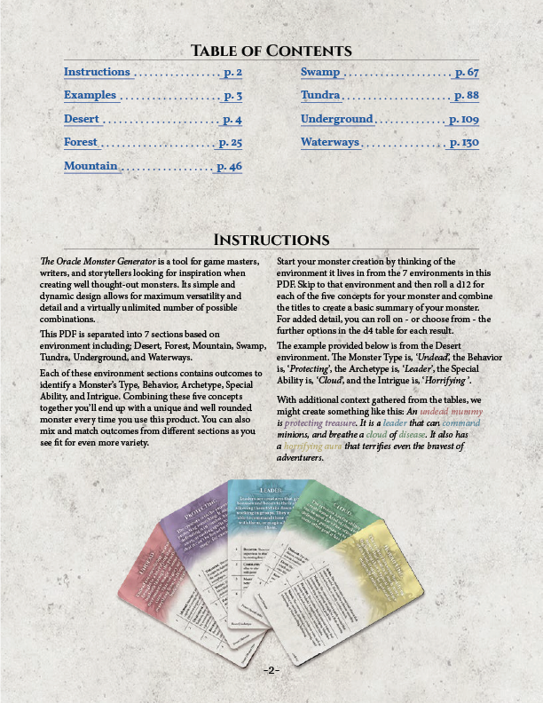 The Oracle Monster Generator PDF