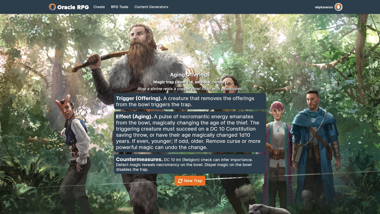 Treacherous Traps Oracle RPG Module (5E)