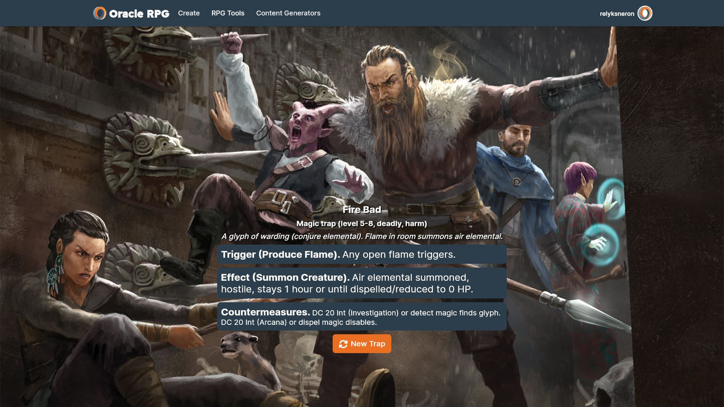 Treacherous Traps Oracle RPG Module (5E)