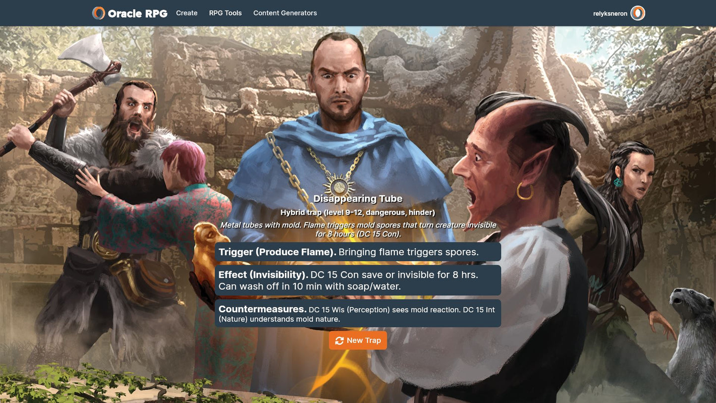 Treacherous Traps Oracle RPG Module (5E)