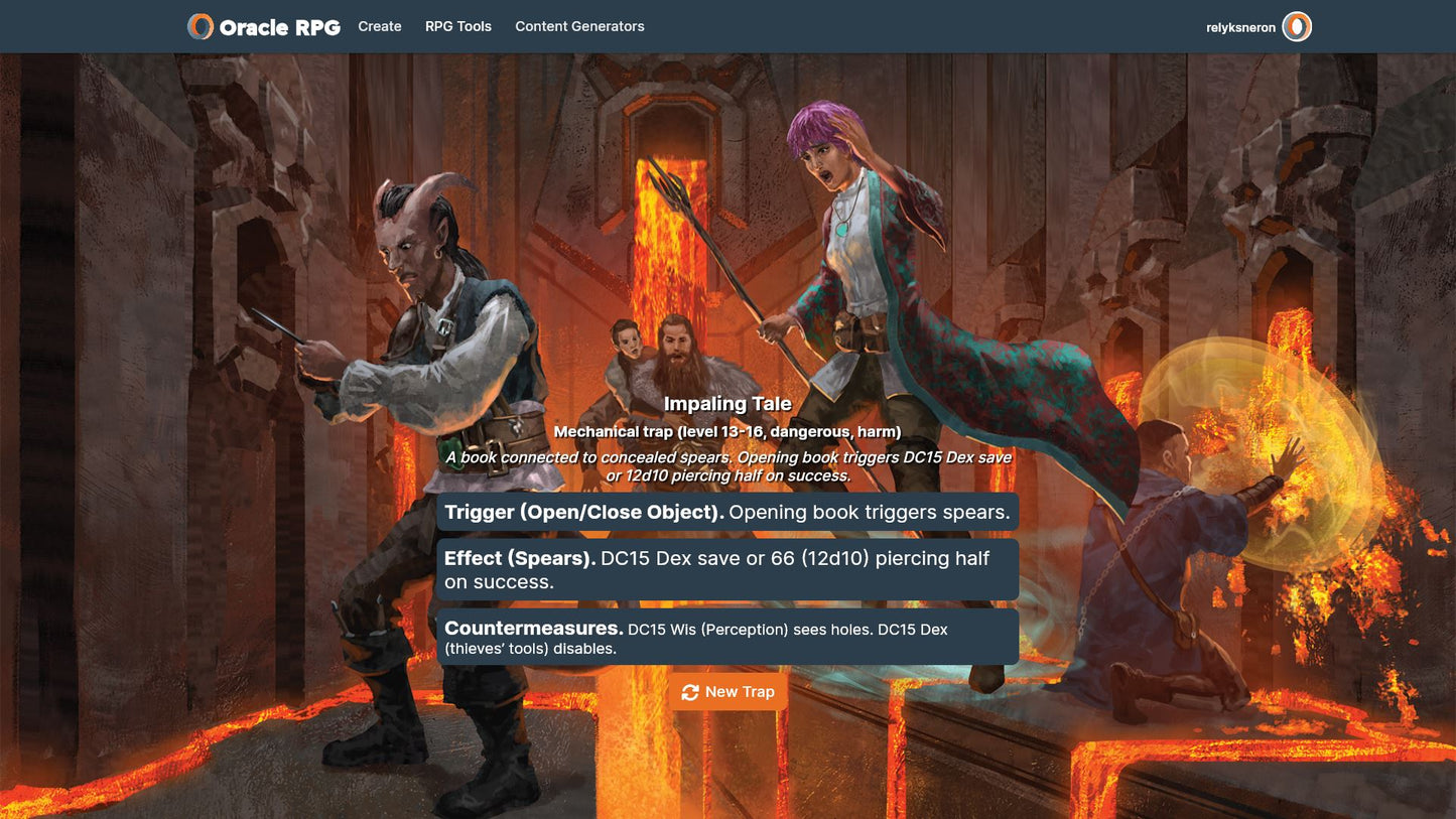 Treacherous Traps Oracle RPG Module (5E)