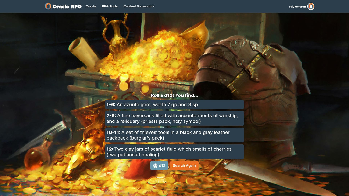 Treasure Trove Oracle RPG Module (5E)