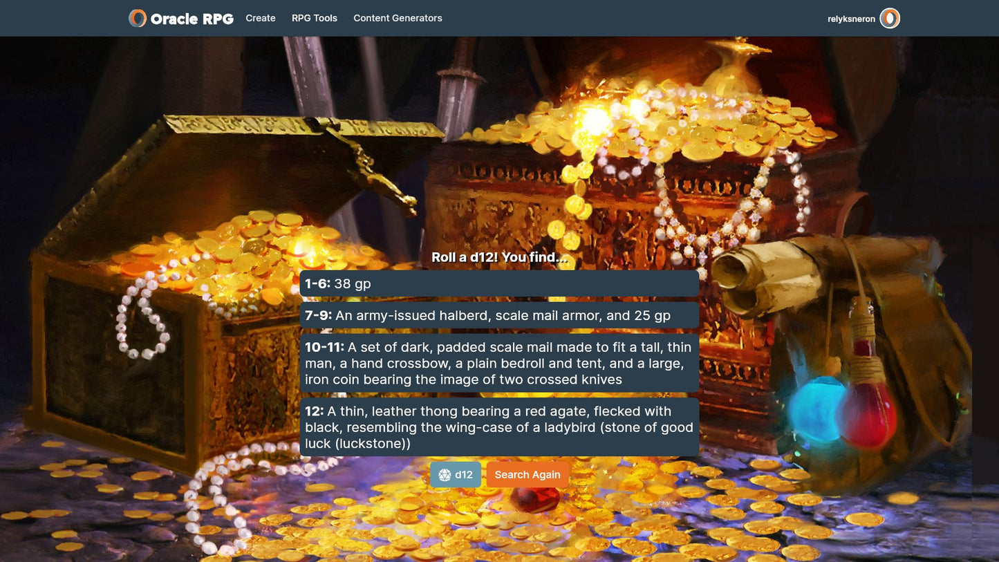 Treasure Trove Oracle RPG Module (5E)