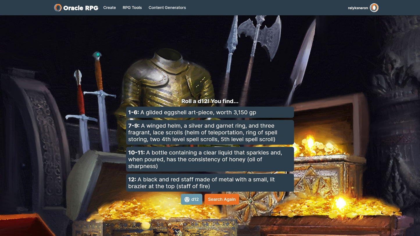 Treasure Trove Oracle RPG Module (5E)