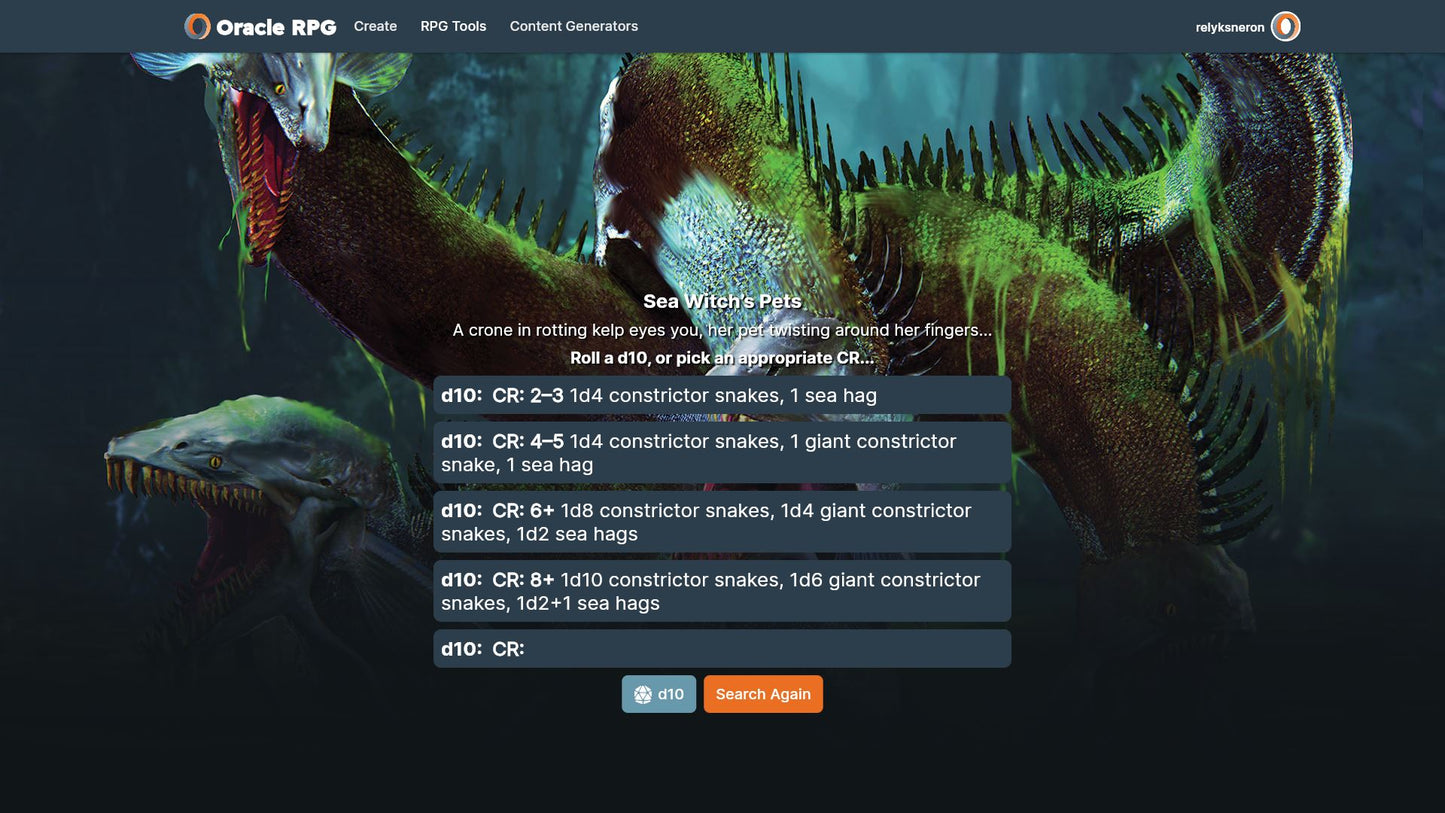 Wandering Monsters Oracle RPG Module (5E)