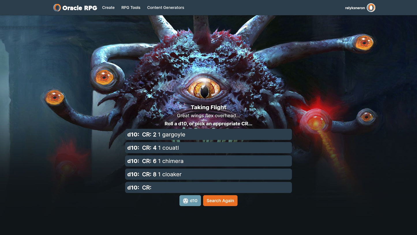 Wandering Monsters Oracle RPG Module (5E)