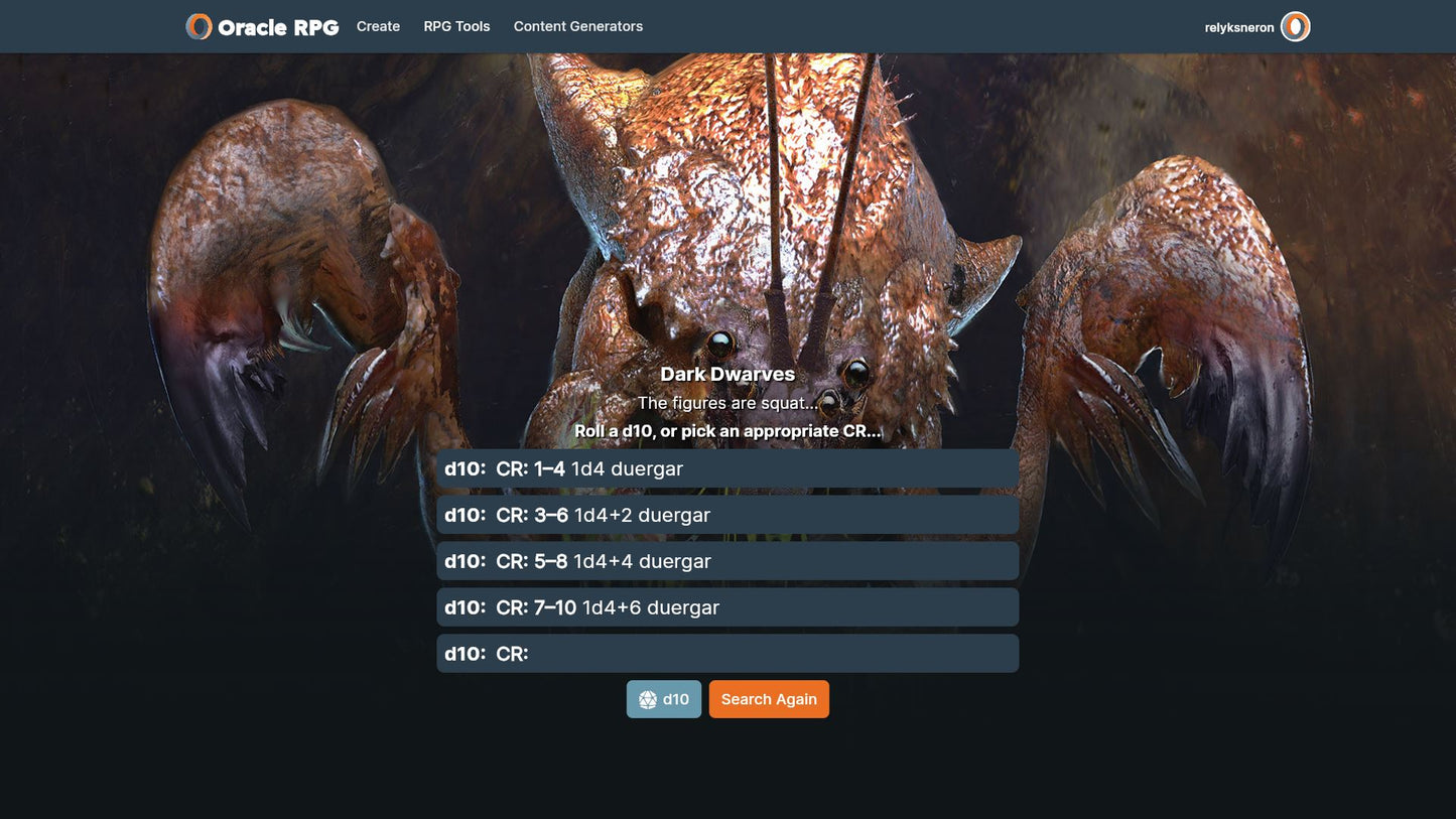 Wandering Monsters Oracle RPG Module (5E)