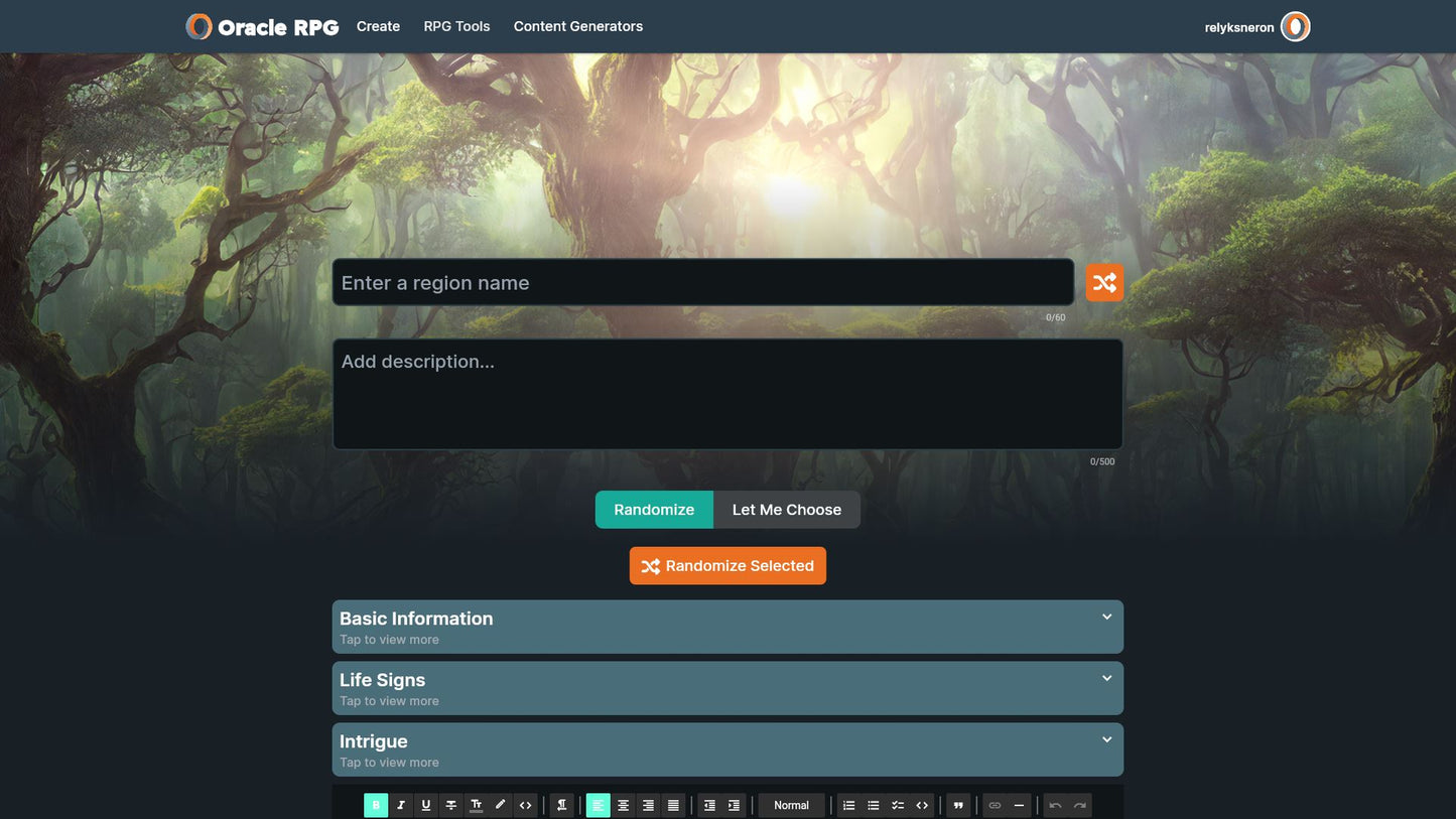 World Generator Oracle RPG Module