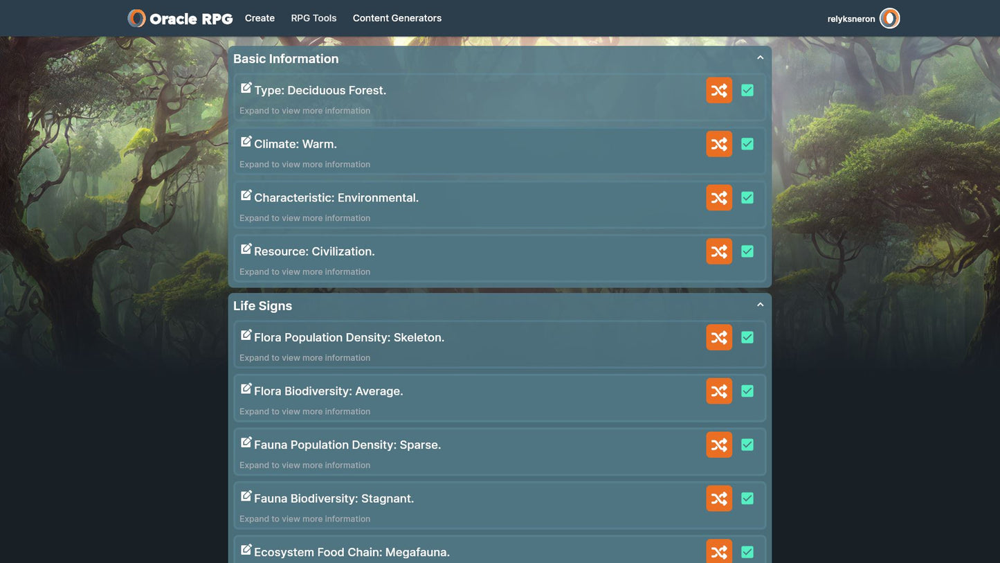 World Generator Oracle RPG Module