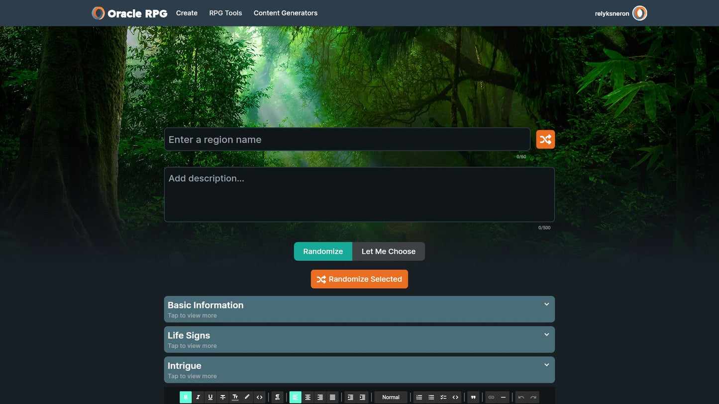 World Generator Oracle RPG Module