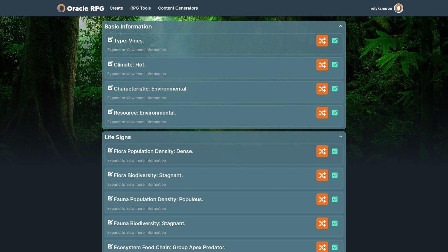 World Generator Oracle RPG Module