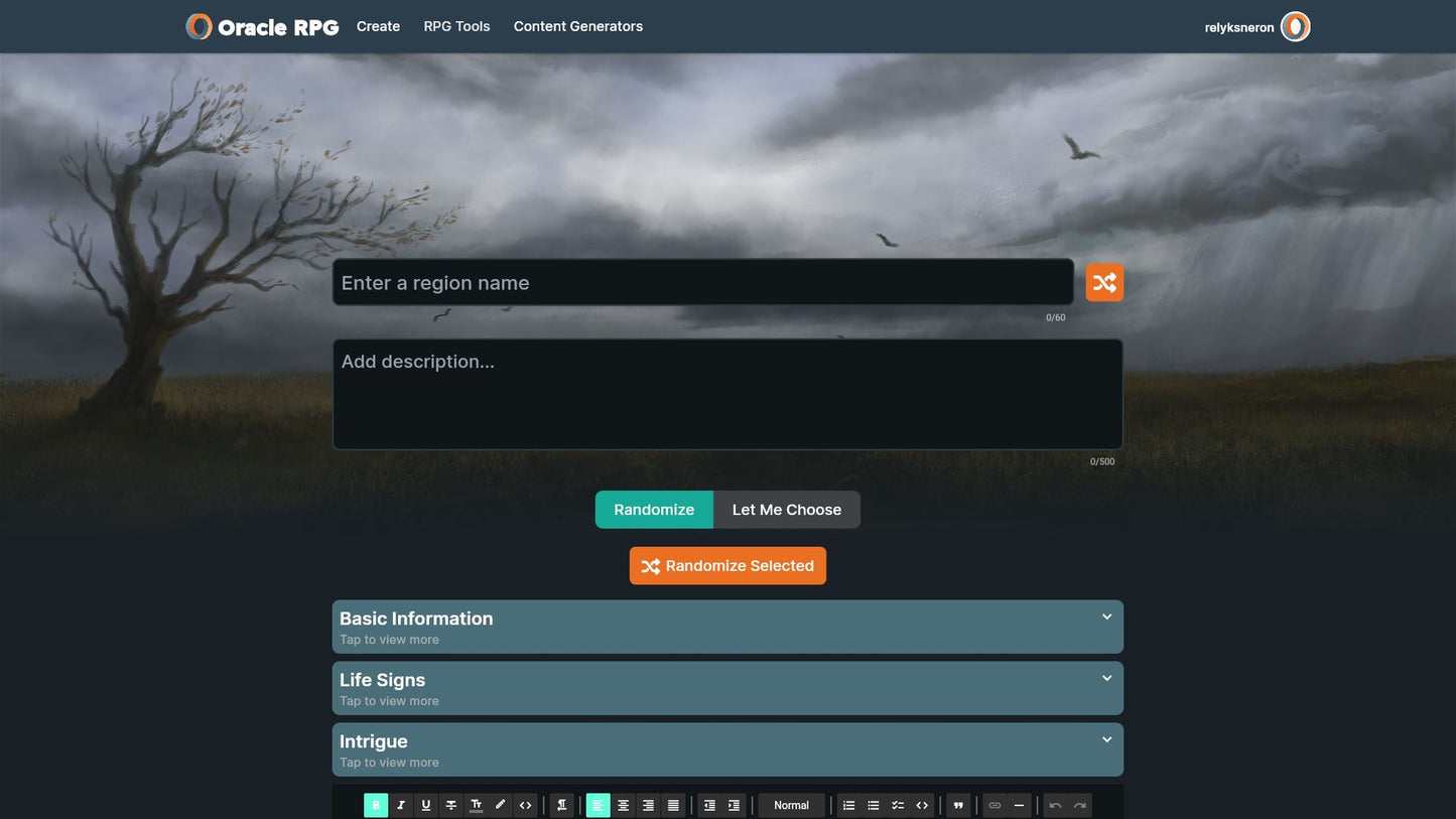 World Generator Oracle RPG Module