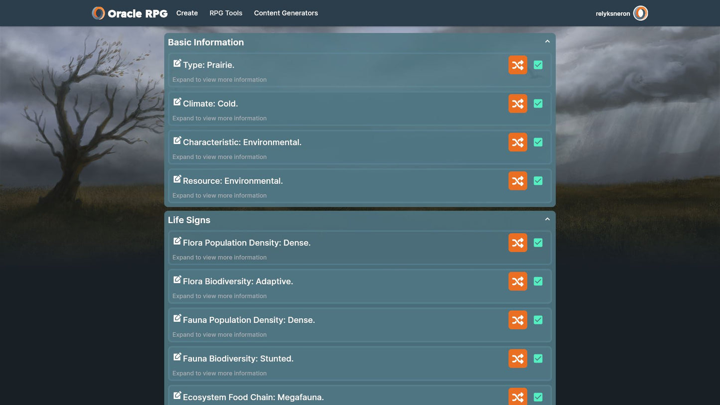World Generator Oracle RPG Module