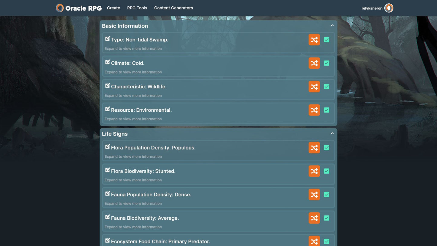World Generator Oracle RPG Module