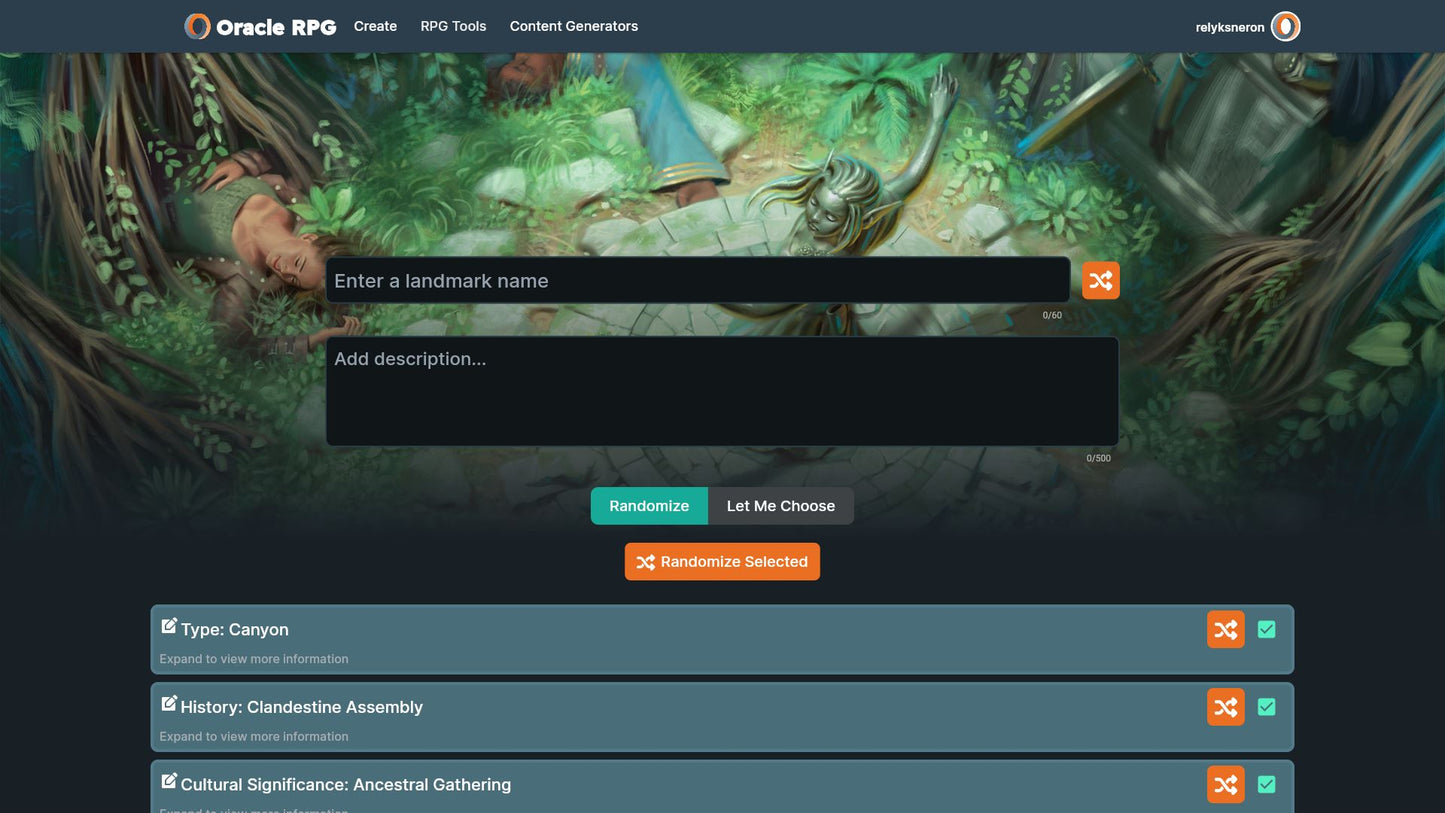 World Generator Oracle RPG Module