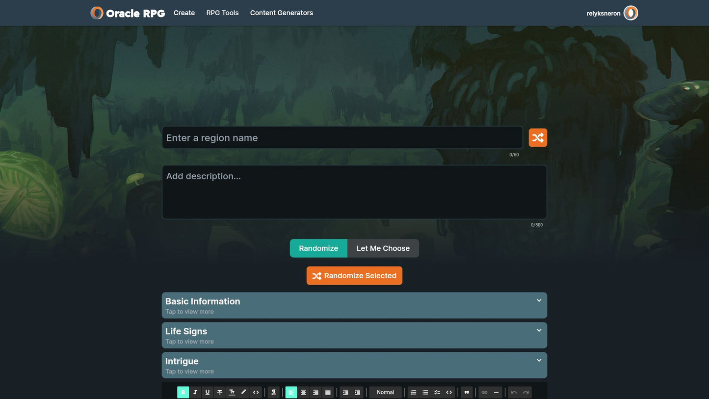 World Generator Oracle RPG Module
