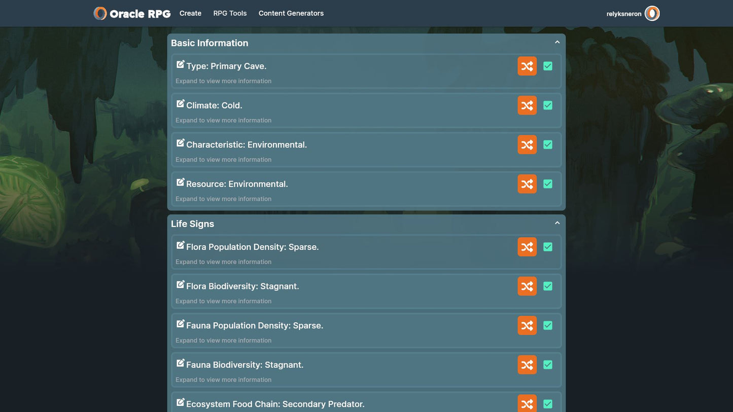 World Generator Oracle RPG Module