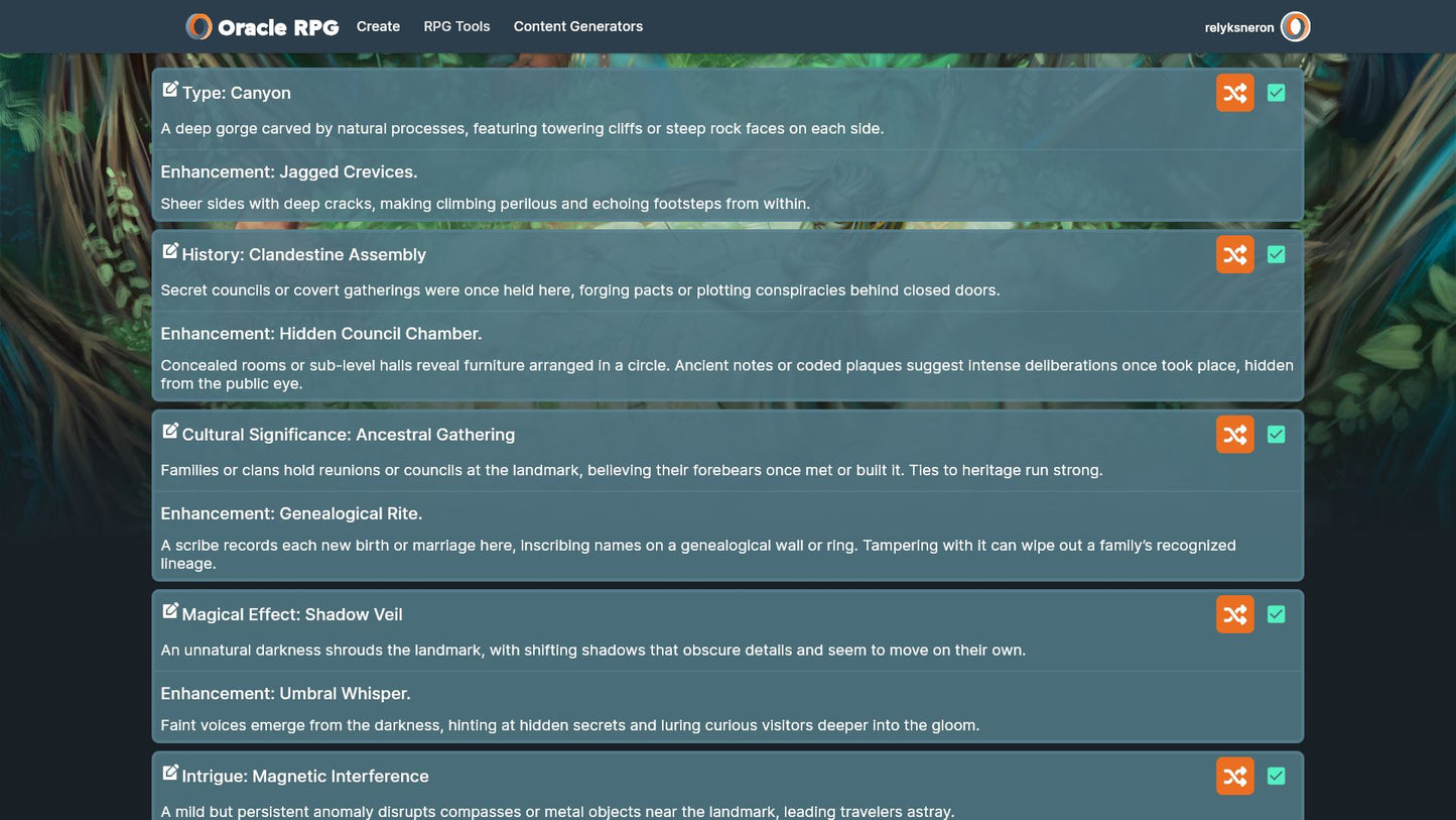 World Generator Oracle RPG Module